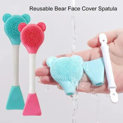 2 Pcs Bear Silicone Double Head Facial Mask Brush